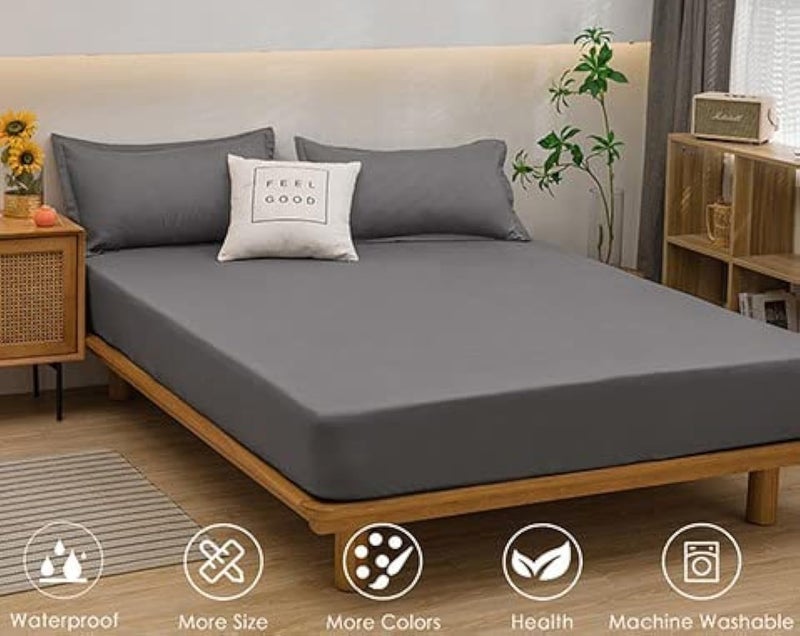 Solid Fitted Sheet Set for Hotels, Homes & Touristic Villages (Charcoal Grey, 160) - Image 2