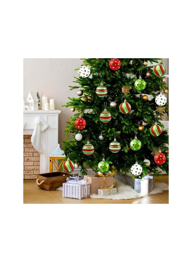 The Bros زينة كرات شجرة عيد الميلاد، 24 قطعة كرات عيد الميلاد المعلقة، كرات شجرة عيد الميلاد البلاستيكية اللامعة باللونين الأحمر والأخضر، مجموعة كرات زينة شجرة عيد الميلاد لتزيين حفلات العطلات - Image 4