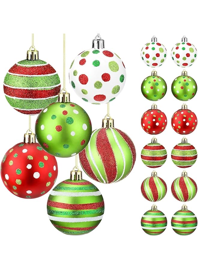 The Bros زينة كرات شجرة عيد الميلاد، 24 قطعة كرات عيد الميلاد المعلقة، كرات شجرة عيد الميلاد البلاستيكية اللامعة باللونين الأحمر والأخضر، مجموعة كرات زينة شجرة عيد الميلاد لتزيين حفلات العطلات - Image 1