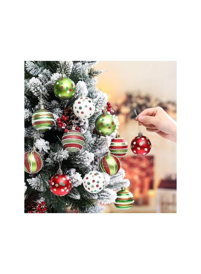 The Bros زينة كرات شجرة عيد الميلاد، 24 قطعة كرات عيد الميلاد المعلقة، كرات شجرة عيد الميلاد البلاستيكية اللامعة باللونين الأحمر والأخضر، مجموعة كرات زينة شجرة عيد الميلاد لتزيين حفلات العطلات - Image 5