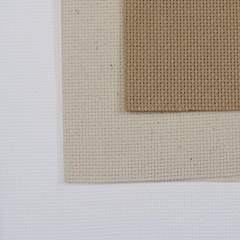 KCS 3 pc of 12" x 18"(30cmx45cm) 18CT Counted Cotton Aida Cloth Cross Stitch Fabric (White+Oatmeal+Khaki) - Image 3
