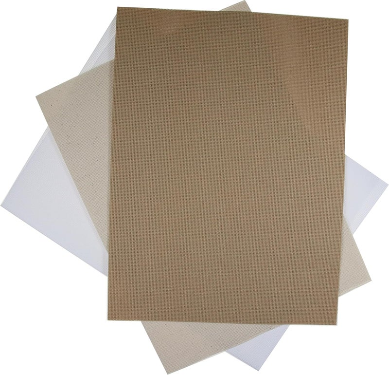 KCS 3 pc of 12" x 18"(30cmx45cm) 18CT Counted Cotton Aida Cloth Cross Stitch Fabric (White+Oatmeal+Khaki) - Image 1