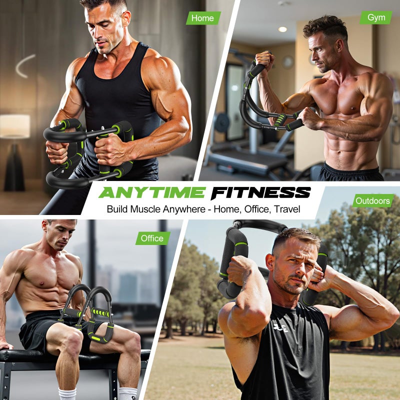 Vanlgs Twister Arm Trainer for Men, Chest Workout Equipment 5-Level Adjustable (40-130lb) with Ergonomic 27Â° Targets Biceps/Clip/Thigh, Portable Exerciser for Home Gym Travel Fitness, Green - Image 5