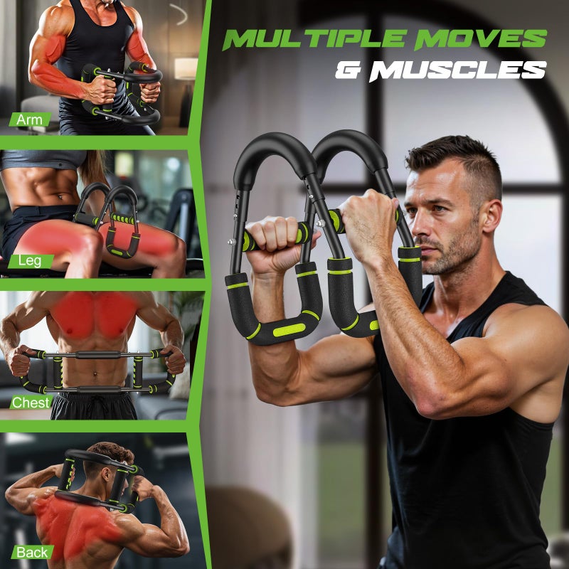 Vanlgs Twister Arm Trainer for Men, Chest Workout Equipment 5-Level Adjustable (40-130lb) with Ergonomic 27Â° Targets Biceps/Clip/Thigh, Portable Exerciser for Home Gym Travel Fitness, Green - Image 2