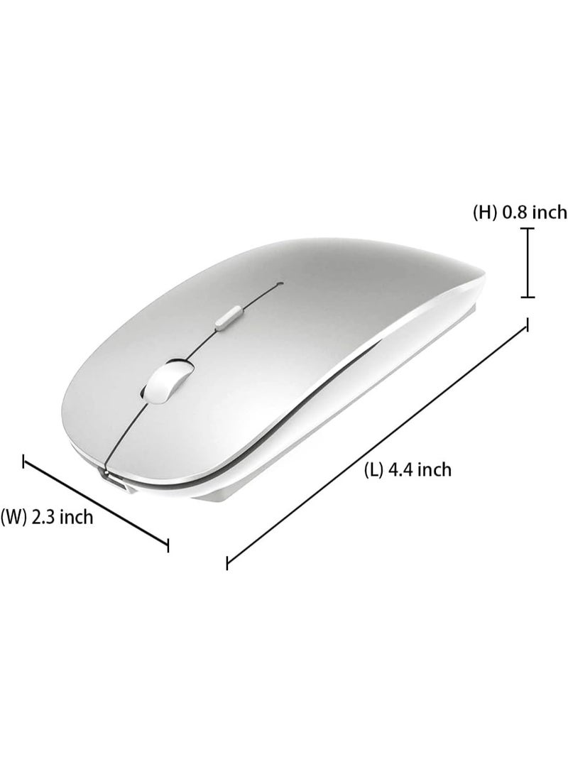 4 Modes Rechargeable Bluetooth Mouse BT3.0/5.2+USB-2.4G/Type-C,Wireless Mouse for MacBook pro/MacBook air/Laptop/iMac/ipad/Notebook/pc (BT/USB-C Silver) - Image 5