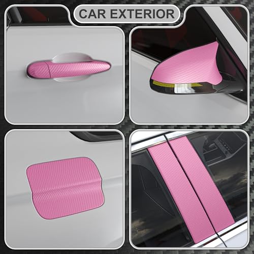 Lypumso 3D Pink Carbon Fiber Vinyl Wrap Car Wrap Film Roll with AirRelease Technology for DIY Use Car Auto Decal Exterior and Interior Wrapping Film Vehicle Self Adhesive Sticker 1ft x 10ft - Image 3
