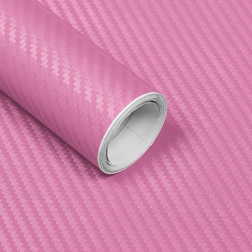 Lypumso 3D Pink Carbon Fiber Vinyl Wrap Car Wrap Film Roll with AirRelease Technology for DIY Use Car Auto Decal Exterior and Interior Wrapping Film Vehicle Self Adhesive Sticker 1ft x 10ft - Image 1