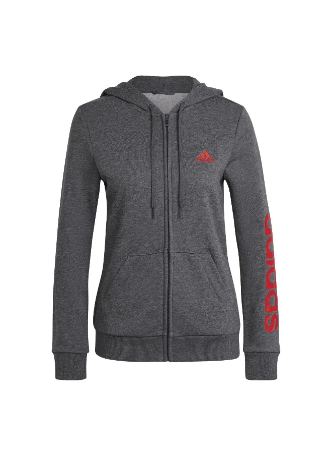 Adidas Adidas W Lin Ft Fz Hd Grey Training Track Tops For Women Xs