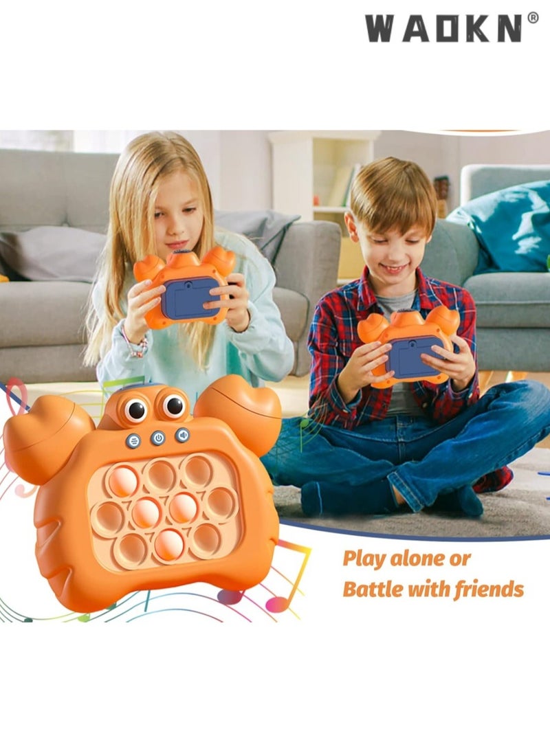 Quick Push Bubbles Game Console, Push Button Puzzle Pop Game, Anti-Stress Breakthrough Puzzle Game Machine, Sensory Fidget Toys for Autism, Hand-Eye Coordination Game, Crab Shape,Handheld Game for Kids for 3+ Years Old . Sensory Fidget Toys for Kids for 3+ Years Old . Birthday Gifts for Boys Girls Teens(Orange)