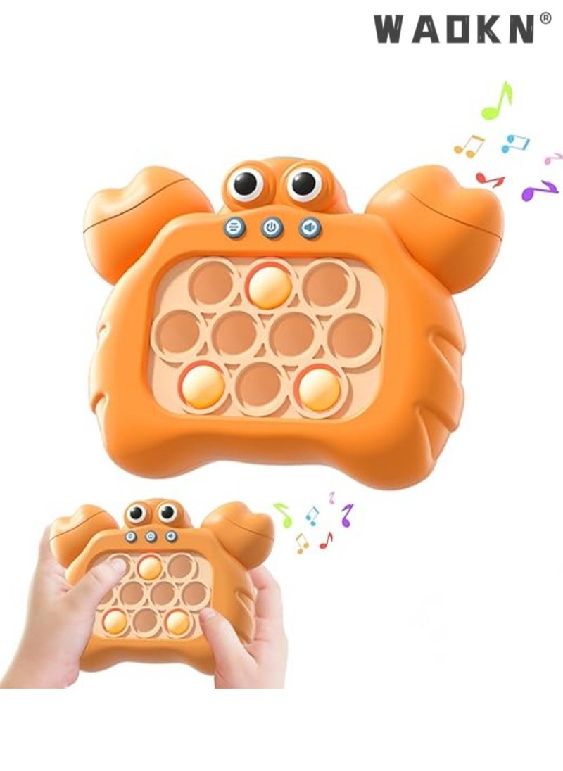 Quick Push Bubbles Game Console, Push Button Puzzle Pop Game, Anti-Stress Breakthrough Puzzle Game Machine, Sensory Fidget Toys for Autism, Hand-Eye Coordination Game, Crab Shape,Handheld Game for Kids for 3+ Years Old . Sensory Fidget Toys for Kids for 3+ Years Old . Birthday Gifts for Boys Girls Teens(Orange)