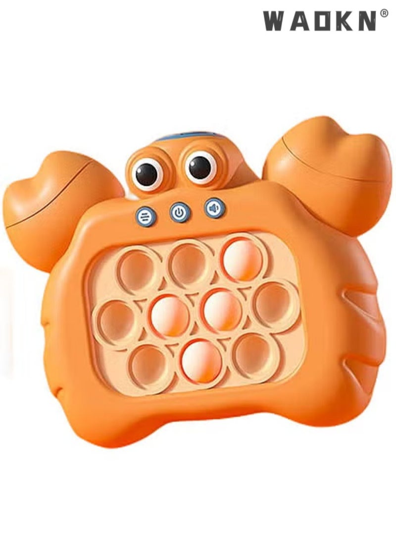 Quick Push Bubbles Game Console, Push Button Puzzle Pop Game, Anti-Stress Breakthrough Puzzle Game Machine, Sensory Fidget Toys for Autism, Hand-Eye Coordination Game, Crab Shape,Handheld Game for Kids for 3+ Years Old . Sensory Fidget Toys for Kids for 3+ Years Old . Birthday Gifts for Boys Girls Teens(Orange)