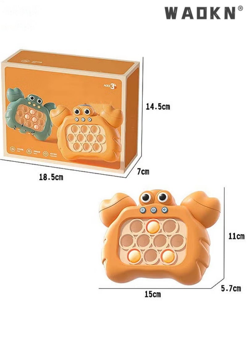 Quick Push Bubbles Game Console, Push Button Puzzle Pop Game, Anti-Stress Breakthrough Puzzle Game Machine, Sensory Fidget Toys for Autism, Hand-Eye Coordination Game, Crab Shape,Handheld Game for Kids for 3+ Years Old . Sensory Fidget Toys for Kids for 3+ Years Old . Birthday Gifts for Boys Girls Teens(Orange)