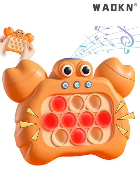 Quick Push Bubbles Game Console, Push Button Puzzle Pop Game, Anti-Stress Breakthrough Puzzle Game Machine, Sensory Fidget Toys for Autism, Hand-Eye Coordination Game, Crab Shape,Handheld Game for Kids for 3+ Years Old . Sensory Fidget Toys for Kids for 3+ Years Old . Birthday Gifts for Boys Girls Teens(Orange)