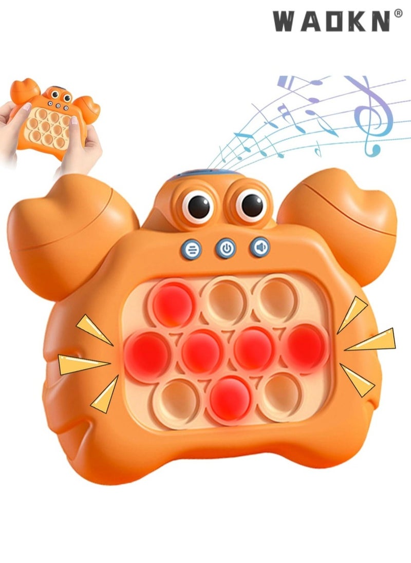 Quick Push Bubbles Game Console, Push Button Puzzle Pop Game, Anti-Stress Breakthrough Puzzle Game Machine, Sensory Fidget Toys for Autism, Hand-Eye Coordination Game, Crab Shape,Handheld Game for Kids for 3+ Years Old . Sensory Fidget Toys for Kids for 3+ Years Old . Birthday Gifts for Boys Girls Teens(Orange)