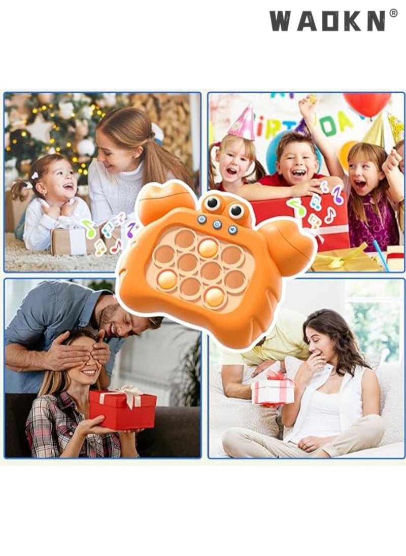 Quick Push Bubbles Game Console, Push Button Puzzle Pop Game, Anti-Stress Breakthrough Puzzle Game Machine, Sensory Fidget Toys for Autism, Hand-Eye Coordination Game, Crab Shape,Handheld Game for Kids for 3+ Years Old . Sensory Fidget Toys for Kids for 3+ Years Old . Birthday Gifts for Boys Girls Teens(Orange)