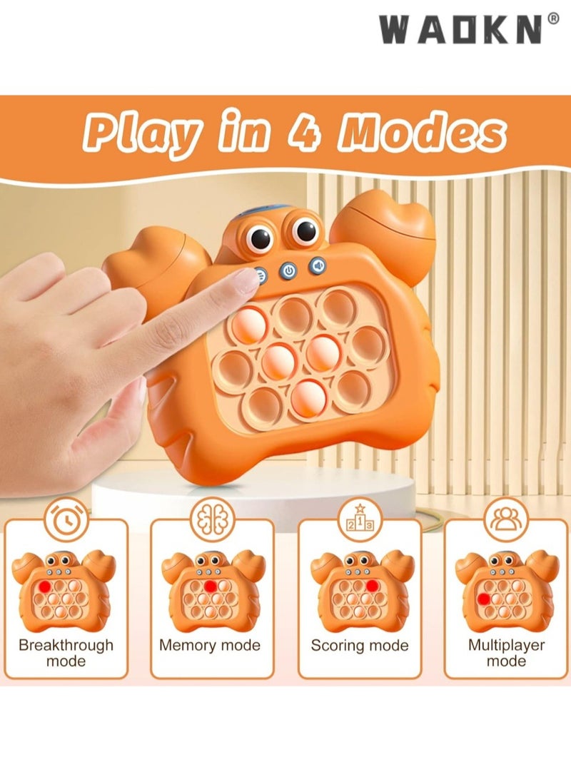 Quick Push Bubbles Game Console, Push Button Puzzle Pop Game, Anti-Stress Breakthrough Puzzle Game Machine, Sensory Fidget Toys for Autism, Hand-Eye Coordination Game, Crab Shape,Handheld Game for Kids for 3+ Years Old . Sensory Fidget Toys for Kids for 3+ Years Old . Birthday Gifts for Boys Girls Teens(Orange)
