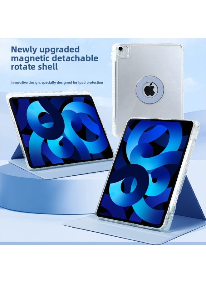 Generic - For Apple IPadAir4/5 Magnetic Tablet Protective Case Pro11 Split 9 Generation 10 Generation Rotating Book Leather Case Suitable-Color:White Ice Blue [magnetic Ring Book/transparent]]-Applicable Model:iPad Pro 10.5/Air3 [acrylic 2.0]] - Image 1
