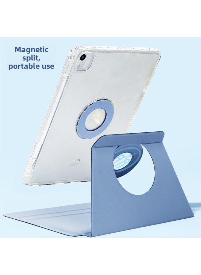 Generic - For Apple IPadAir4/5 Magnetic Tablet Protective Case Pro11 Split 9 Generation 10 Generation Rotating Book Leather Case Suitable-Color:White Ice Blue [magnetic Ring Book/transparent]]-Applicable Model:iPad Pro 10.5/Air3 [acrylic 2.0]] - Image 1