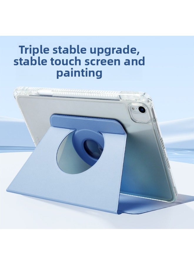 Generic - For Apple IPadAir4/5 Magnetic Tablet Protective Case Pro11 Split 9 Generation 10 Generation Rotating Book Leather Case Suitable-Color:White Ice Blue [magnetic Ring Book/transparent]]-Applicable Model:iPad Pro 10.5/Air3 [acrylic 2.0]] - Image 1