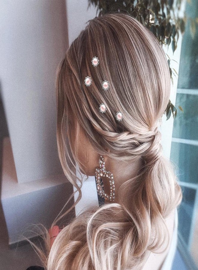 QIUTIMIY 20 Pack (Pink) Pearl Crystal Hair Pins Flower Rhinestone Hair Clips for Bridal Wedding Women Hair Jewelry Accessories, with Clear Container - Image 5