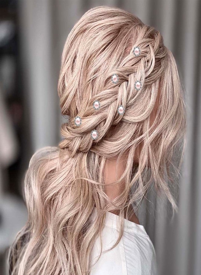 QIUTIMIY 20 Pack (Pink) Pearl Crystal Hair Pins Flower Rhinestone Hair Clips for Bridal Wedding Women Hair Jewelry Accessories, with Clear Container - Image 4