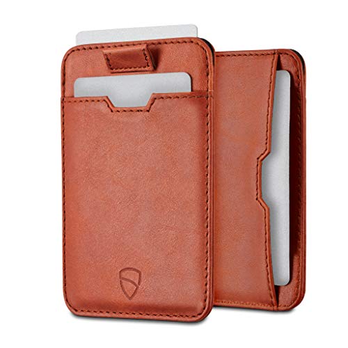 Vaultskin CHELSEA Mens RFID Blocking Slim Leather Card Wallet - Minimalist Front Pocket Cardholder in Cognac - Image 1