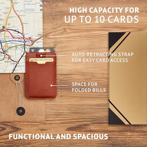 Vaultskin CHELSEA Mens RFID Blocking Slim Leather Card Wallet - Minimalist Front Pocket Cardholder in Cognac - Image 5