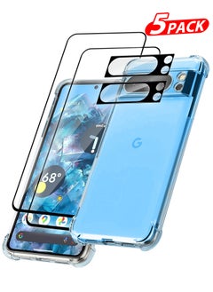 CATANES 5 Packs For Google Pixel 8 Pro TPU Case and 2 Screen Protectors and 2 Camera Lens Protectors Clear Anti-Yellowing Transparent Shockproof Case Scratch Resistant Reinforced Corners Cover  - Image 1