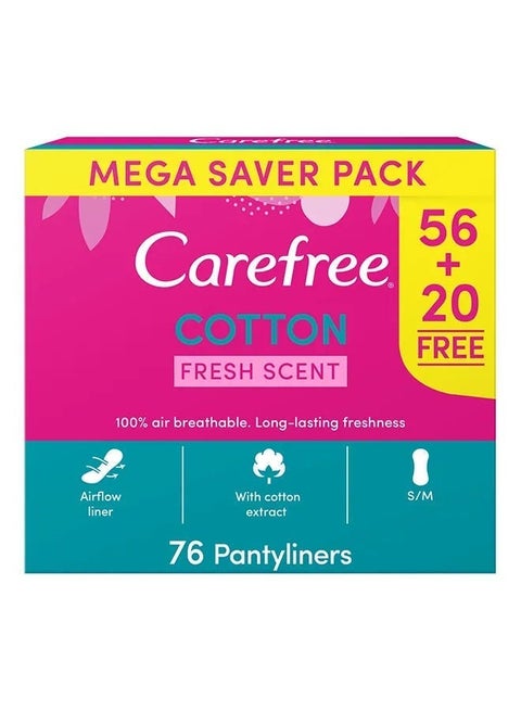 بطانات يومية معطرة من القطن، 76 قطعة