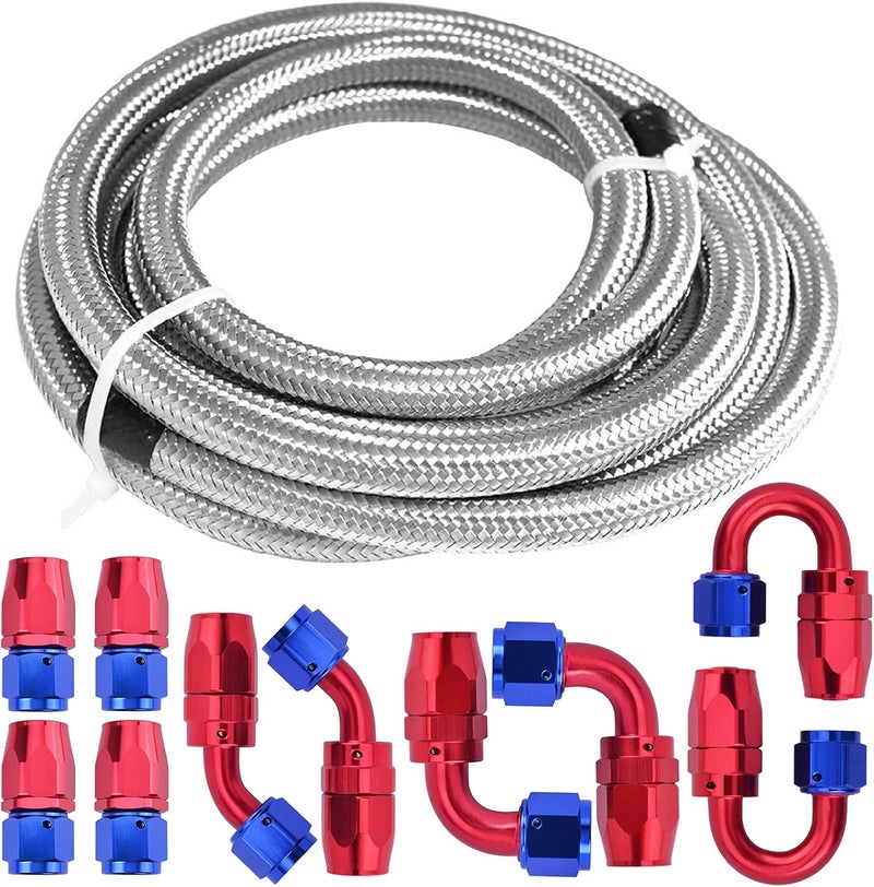 Ameetaa 20 Ft 6AN Braided Oil Fuel Line Hose Kit - Image 1