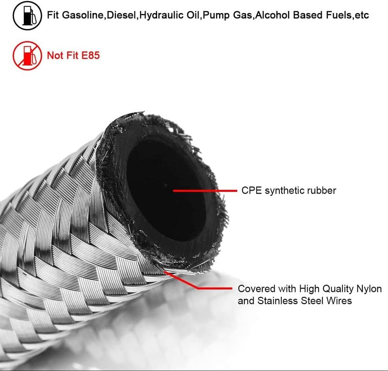 Ameetaa 20 Ft 6AN Braided Oil Fuel Line Hose Kit - Image 3