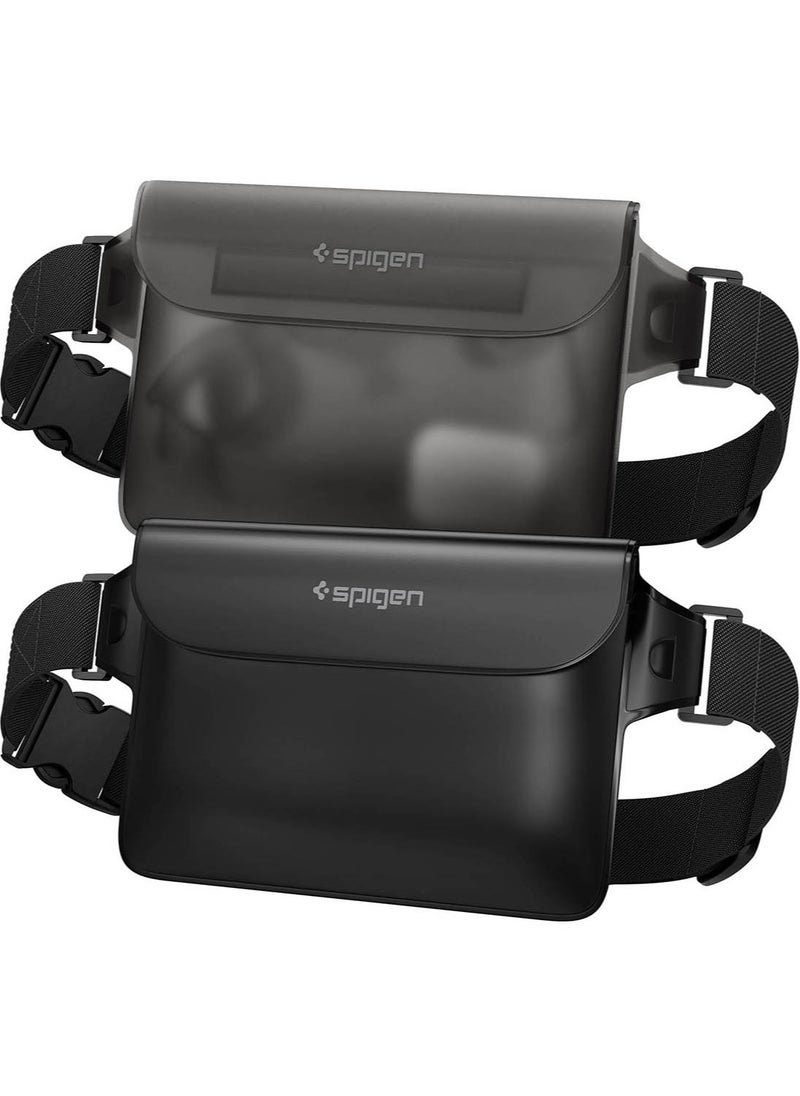 Spigen حقيبة أكوا شيلد المقاومة للماء A620 (عبوتان) حقيبة جافة مع حزام خصر قابل للتعديل للسباحة على الشاطئ وصيد الأسماك والتخييم والتجديف والمشي لمسافات طويلة والتجديف وركوب القوارب - أسود [عبوة من قطعتين]  - Image 1