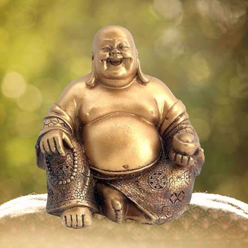 Bellaa 21770 A Golden Happy Buddha(Laughing Buddha) Feng Shui for Money and Wealths 6" Inches Copper - Image 2