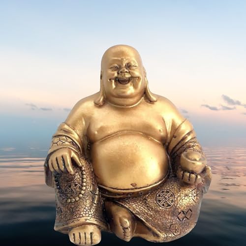 Bellaa 21770 A Golden Happy Buddha(Laughing Buddha) Feng Shui for Money and Wealths 6" Inches Copper - Image 4