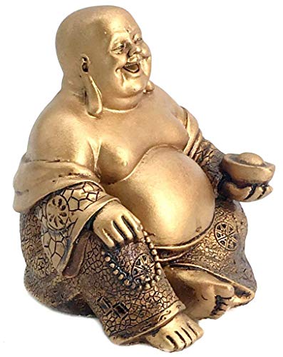 Bellaa 21770 A Golden Happy Buddha(Laughing Buddha) Feng Shui for Money and Wealths 6" Inches Copper - Image 5