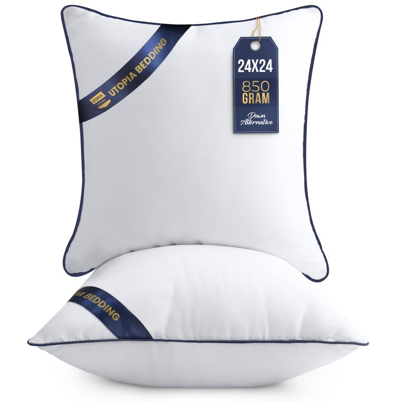 Utopia Bedding Throw Pillow Inserts, Decorative Indoor Pillows for Sofa, Bed, Couch, Cushion Sham Stuffer (2, 60x60 cm (Pack of 2)) - Image 1