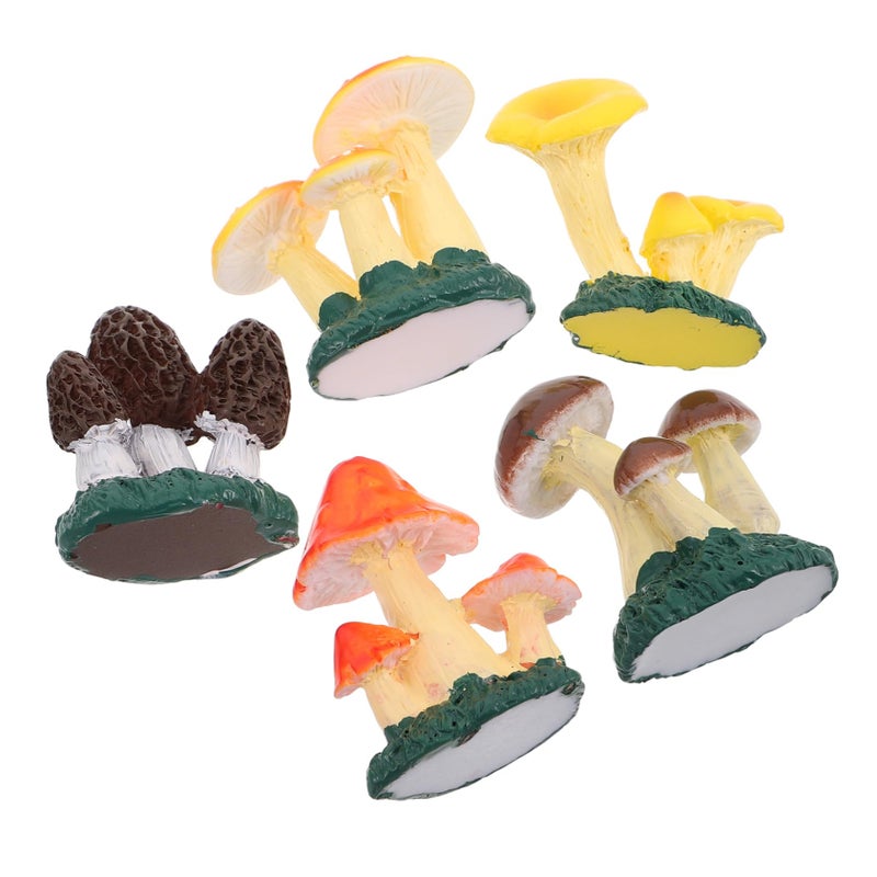 Mini Resin Mushrooms Decor 5PCS Realistic Lawn Ornaments For Terrarium Moss Landscape - Image 2