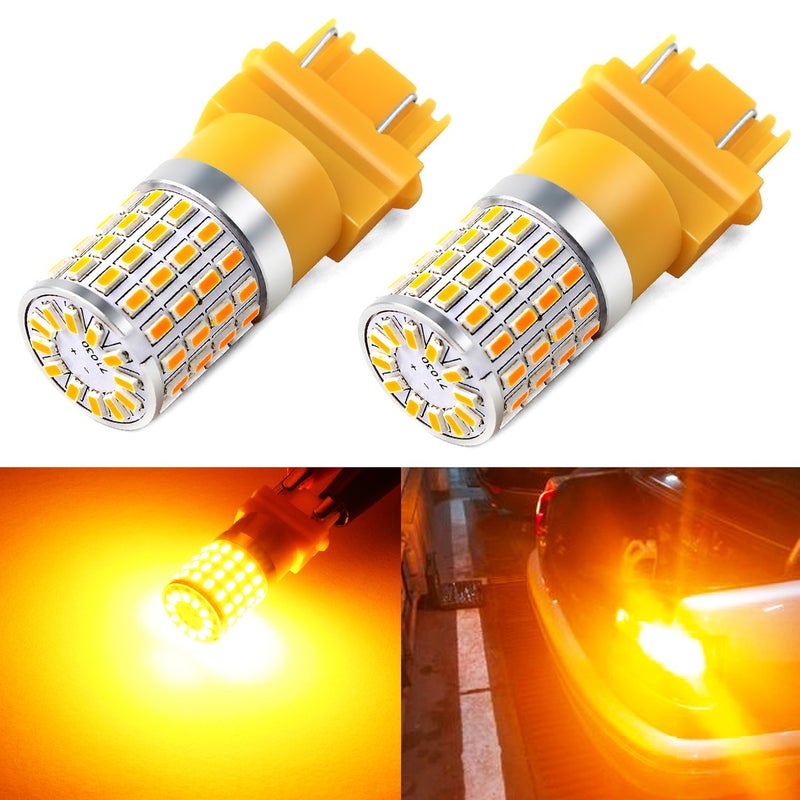 PHINLION 3157 LED Bulb Amber Yellow Super Bright 3156 4157 3757 3457A LED Blinker Bulbs for Rear Front Turn Signal Parking DRL Side Marker Lights Nonpolarity Pack of 2