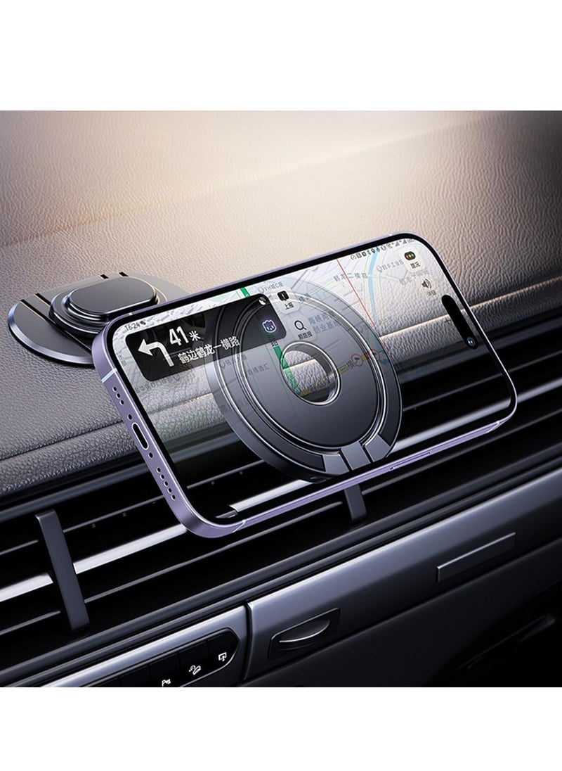 NEW Magnetic Phone Car Mount - 360-Degree Rotating and Folding Stand for iPhone 15, 14, 13 Pro Max Plus with MagSafe Compatibility