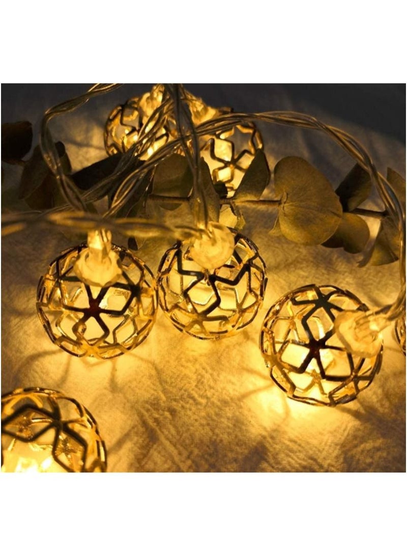 ACLIX Metal String Lights Metal Ball Fairy String Lights Geometric Rose Gold Metal Fairy Lights Battery for Christmas Home Party Decoration - Image 2