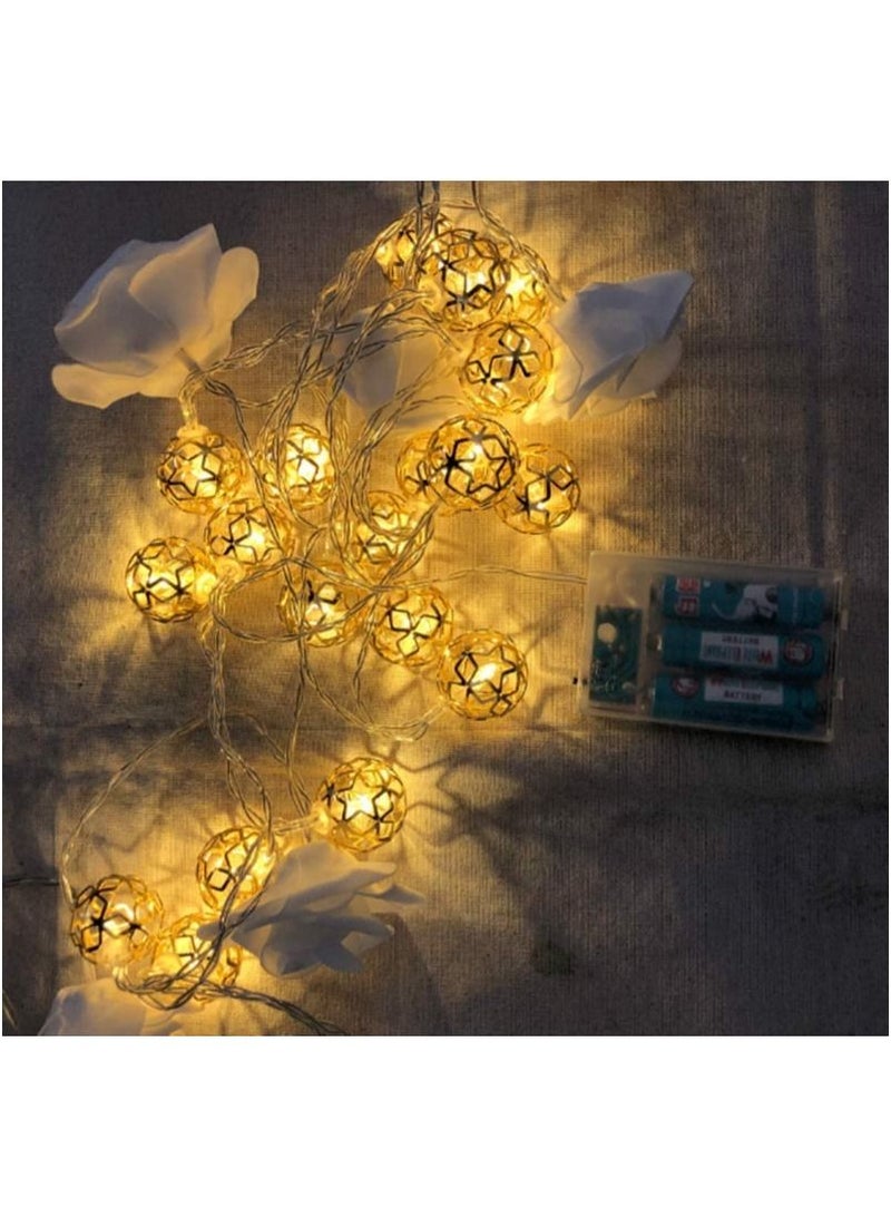 ACLIX Metal String Lights Metal Ball Fairy String Lights Geometric Rose Gold Metal Fairy Lights Battery for Christmas Home Party Decoration - Image 3