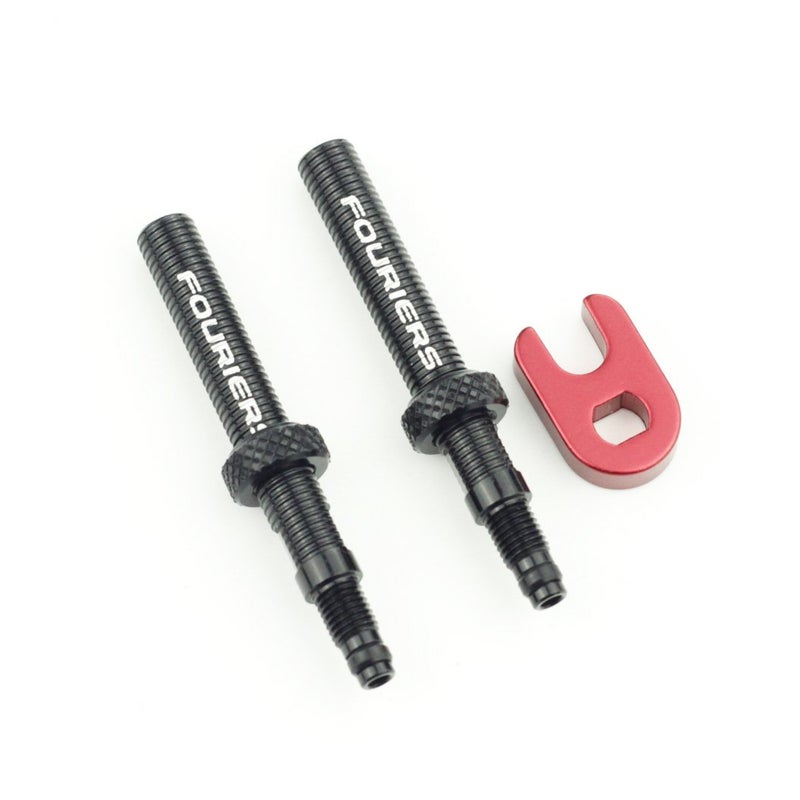 Fouriers Tubeless Presta Valve Extender Kit Extension with Core nut Pack of 2 40mm