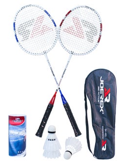 Joerex Badminton Racket Set of 2 Pcs With 3 Shuttlecocks And A Carry Bag - Premium Quality Rackets With Comfortable Grip, Official Size and Weight, Best Choice for Professionals and Beginners  - Image 1