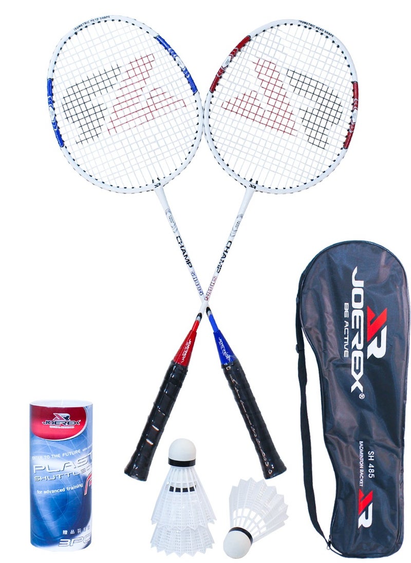 Joerex - Badminton Racket Set of 2 Pcs With 3 Shuttlecocks And A Carry Bag - Premium Quality Rackets With Comfortable Grip, Official Size and Weight, Best Choice for Professionals and Beginners - Image 1