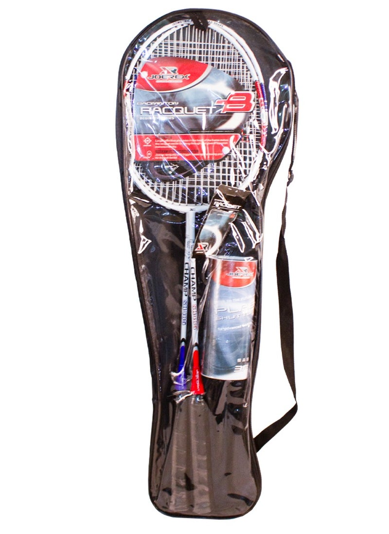 Joerex - Badminton Racket Set of 2 Pcs With 3 Shuttlecocks And A Carry Bag - Premium Quality Rackets With Comfortable Grip, Official Size and Weight, Best Choice for Professionals and Beginners - Image 1