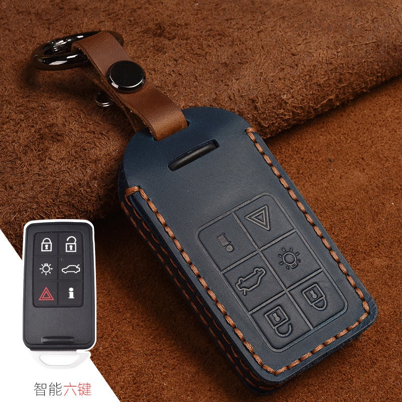 Volvo Crazy Horse Leather Key Case for VOLVO Car Keys - Retro Style, Genuine Leather - Image 1