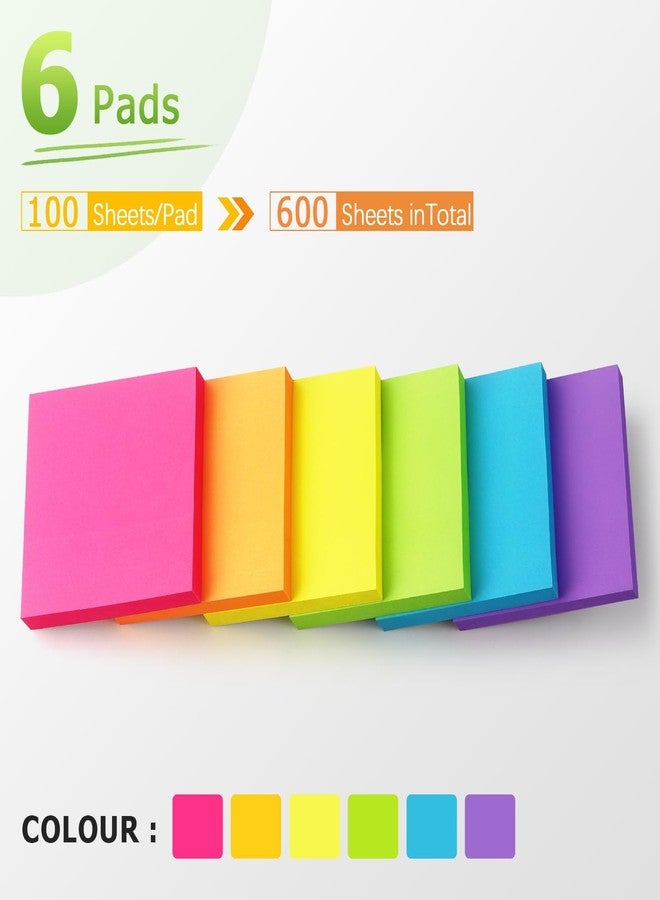 Winner Aura 3x3 Inch Bright Colors Self-Stick Sticky Notes, 6 Pack, 100 Sheets per Pad, Total 600 Sheets - Image 3