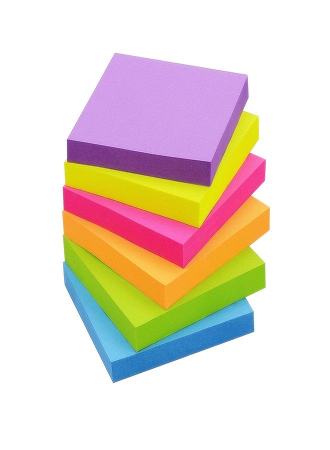 Winner Aura 3x3 Inch Bright Colors Self-Stick Sticky Notes, 6 Pack, 100 Sheets per Pad, Total 600 Sheets - Image 1