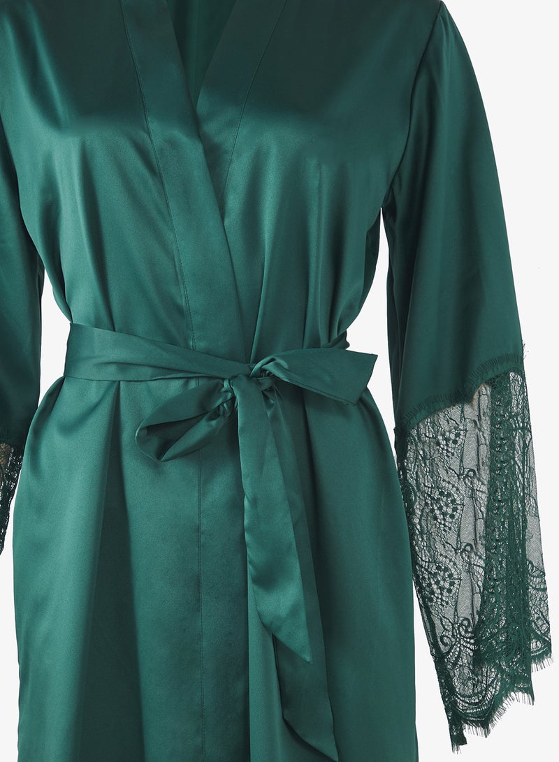 hunkemoller satin lace detailed kimono - Image 3