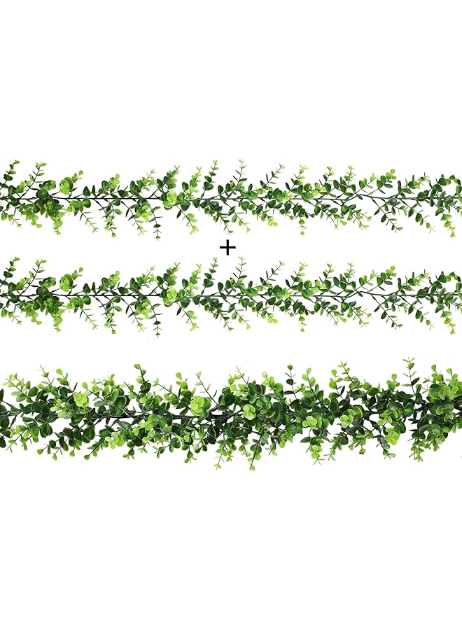 Sa4007 1 Artificial Vines Faux Eucalyptus Garland 2 Packs 5.84Ft Fake Mixed Eucalyptus Leaves Greenery Hanging Plants For Farmhouse Table Centerpiece Mantel Wedding Arch Backdrop Décor